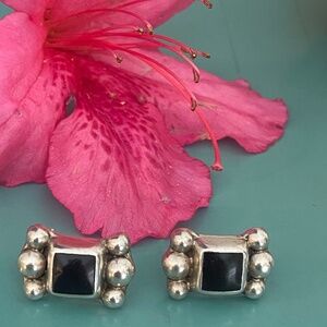 Black onyx sterling silver earrings